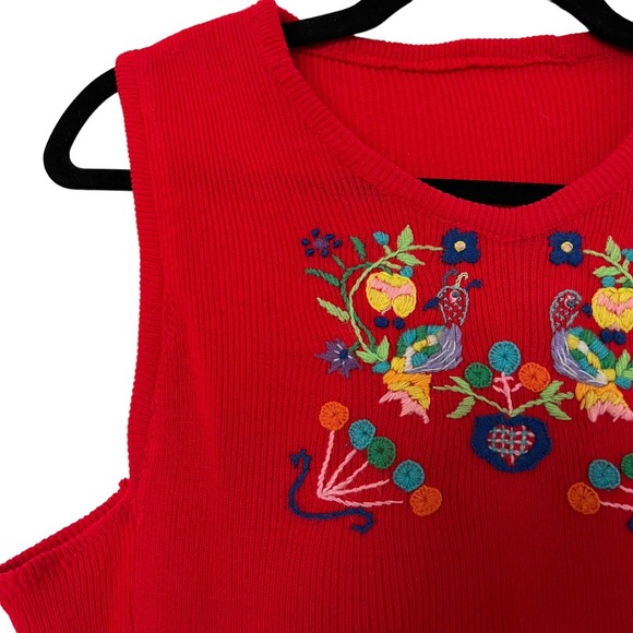 Vintage Bohemian Cropped Sweater Vest with Embroidery - Picture 9 of 13